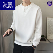 羅蒙（ROMON）假兩件衛(wèi)衣男長袖2025春秋季新款重磅圓領男裝內搭打底衫t恤上衣 6667白色 M 約95-115斤可穿
