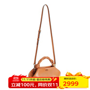 GANNI【BC直郵】BOU女士再生皮革金屬徽標六邊形單肩包/手提包 焦糖色