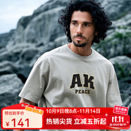 AKSERIES25新款復古印花短袖男圓領(lǐng)T恤男士上衣半袖內(nèi)搭衣服AK男裝2500505 淺灰 2XL