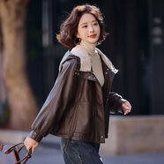 俞兆林（YUZHAOLIN）加厚羊羔毛皮衣外套女2025冬季新款休閑寬松保暖夾克毛領(lǐng)連帽外套 卡其色 M 95-107