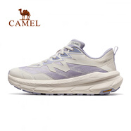 駱駝（CAMEL）風(fēng)速運動(dòng)鞋男鞋2025春夏新款男厚底減震防水防滑男女跑鞋 X24C097611，象牙白/淡紫，女款 38