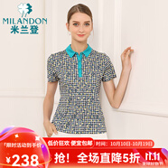 米蘭登（MILANDON）夏季新款中老年女裝媽媽裝雙絲光印花純棉短袖t恤女薄款1M2T1138 WJ2T1032綠色 4XL
