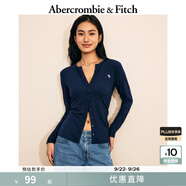 Abercrombie & Fitch女裝經(jīng)典小麋鹿美式復古辣妹性感修身V領(lǐng)長袖T恤KI139-5270 海軍藍 S (165/92A)