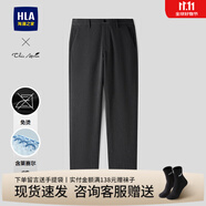 海瀾之家（HLA）休閑褲男裝25春秋季輕商務(wù)系列易打理通勤直筒男士時(shí)尚休閑長(zhǎng)褲子 含萊賽爾-HKCAW3J124A黑色3T 30 /170推薦57~59kg