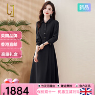 OLJ高檔品牌連衣裙女2025年秋冬新款簡(jiǎn)約高級感收腰顯瘦氣質(zhì)通勤裙子 黑色 2XL 建議125-140斤