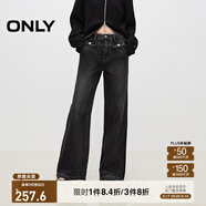ONLY秋季復古做舊中腰寬松老爹褲直筒牛仔褲女|124432003 J09 深牛仔灰色 S 160/64A