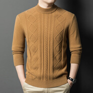 恒源祥 羊毛衫男士冬季圓領(lǐng)純羊毛男士毛衣男韓版商務(wù)休閑保暖針織衫男  19658黃色 L