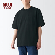 無(wú)印良品 MUJI 男式 雙層編織 寬松T恤 ABA19A2S  黑色 S-M