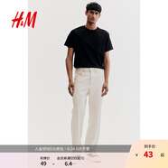 H&M男裝女裝T恤秋季透氣圓領(lǐng)短袖運(yùn)動(dòng)上衣短袖內(nèi)搭打底衫0685816 黑色 S 170/92