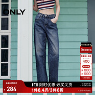 ONLY2024秋冬新款休閑百搭設計感高腰直筒褲牛仔褲女|124132040 J35 復古牛仔390 M (165) M褲長減短