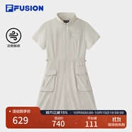 FILA FUSION斐樂(lè)潮牌女裝梭織連衣裙2025夏季新款涼感功能工裝裙 麥米卡其-BG L 170/88A/L