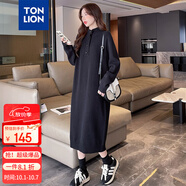 唐獅（TonLion）2024連衣裙女款韓版溫柔甜美淑女高領(lǐng)針織長(cháng)裙百搭 黑色 S 