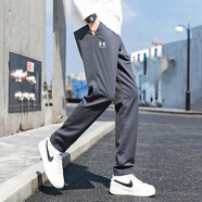 安德瑪（Under Armour）男褲  2025秋季新款針織直筒舒適保暖健身訓(xùn)練跑步運(yùn)動褲男 針織直筒/拉鏈口袋 灰色 M 【170】 推薦100-120斤