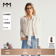 麥檬MM商場同款24秋新品重磅小香風(fēng)優(yōu)雅簡約短外套米白5F8213781 米白 M