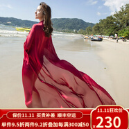 歐迪鳥英國品牌品牌新款緞面純色沙灘巾超大百搭披肩女夏長款海邊出游多 酒紅色