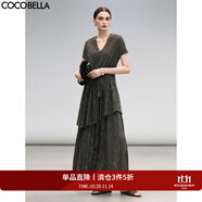 COCOBELLA重工鏤空蕾絲假兩件針織連衣裙吊帶裙兩件套FR3058 千山翠(連衣裙+吊帶裙)兩件裝 L