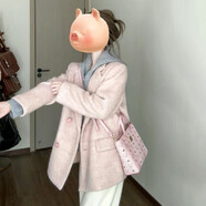 園翌千金風(fēng)粉色翻領(lǐng)毛呢外套女裝秋冬季2025感小個(gè)子呢子大衣 【粉色】今年流行的外套/百搭外套/厚外套/甜美外套 S