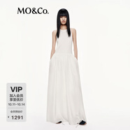 MO&Co.連衣裙2025秋新品削肩中低腰拼接光澤感大裙擺長(cháng)裙MBE3DRS005 本白色 L /170