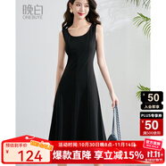 晚白【新品】2025秋款內(nèi)搭背心裙顯瘦法式A擺打底連衣裙 黑色 L