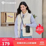 坦博爾羽絨服馬甲女立領(lǐng)寬松外搭短款羽絨背心外套TD236006 小香白 160