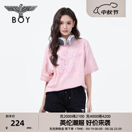 BOY LONDON【櫻花之戀】 潮牌短袖情侶款春夏櫻花老鷹T恤 N01711 粉紅色 XS