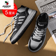 西域駱駝（VANCAMEL）高幫男鞋冬季加絨保暖防寒防水板鞋男青少年籃球運動(dòng)增高小白潮鞋 黑色【增高款】 39 收藏優(yōu)先發(fā)貨