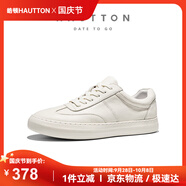 皓頓（HAUT TON）男鞋頭層牛皮板鞋男士休閑鞋輕便軟底運動(dòng)小白鞋子 4212 白色 40 