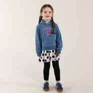 允兒媽女童春季小眾波點(diǎn)拼接連帽衛衣裙兒童時(shí)尚公主裙寶寶連衣裙 藍色 現貨 80