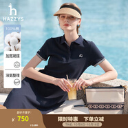 哈吉斯（HAZZYS）女裝 夏季女士【PHIZ系列】寬松下擺POLO連衣裙女 藏青色NV (160/84A 38) M