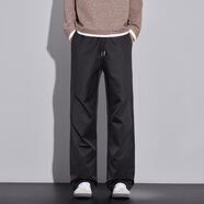 A21以純潮流闊腿垂感運動(dòng)休閑褲男生工裝沖鋒褲直筒寬松美式痞 黑色 M