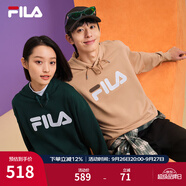 斐樂（FILA）官方多彩衛(wèi)衣長袖情侶裝寬松時尚運動連帽套頭衫男女上衣印花 （加絨）土黃卡其-LK S 165/88A