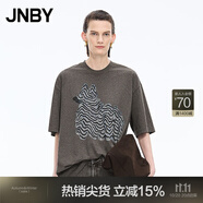 江南布衣（JNBY）【商場(chǎng)同款】25秋新品T恤圓領(lǐng)棉質(zhì)短袖趣味狗狗圖案5P7110460 077/雜灰咖 M