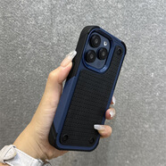 適用蘋(píng)果17手機殼四角防摔iPhone16防滑撞色15ProMax鎧甲保護套14 【寶藍+黑】 iPhoneX/XS