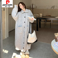 皮爾卡丹（pierre cardin）】復古高領(lǐng)加厚寬松麻花毛衣外套冬季新慵懶風(fēng)過(guò)膝針織開(kāi)衫 高級灰【加運費險】 【現貨專(zhuān)柜品質(zhì)】 加厚 S 【建議90斤-105斤】