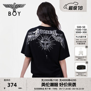 BOY LONDON【暗黑羅盤(pán)】夏情侶款短袖權杖印花炸街潮牌T恤N01906 黑印銀N01906 經(jīng)典升級款 XL
