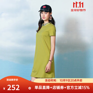 漁（FC SG）漁服飾裙子女夏季2023新款刺繡寬松彈力休閑連衣裙FGFB0071 芥綠 S