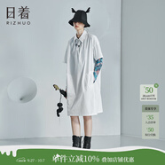 日著(zhù)（rizhuo）原創(chuàng  )設計感女裝2024夏季新款中長(cháng)款裙小個(gè)子短袖多巴胺連衣裙 唰白現貨 S