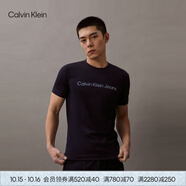 Calvin KleinJeans夏季男女情侶中性年輕ck多色印花透氣修身短袖T恤J320931 CHW-深邃藍(lán) S （推薦120-130斤）