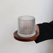 詠幻復古風(fēng)玻璃杯濃縮冰美式拿鐵杯阿芙加朵杯咖啡杯冷萃杯飲品杯 方格款+杯墊160ml