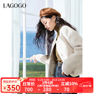 LAGOGO【綿羊毛】含蠶絲毛呢大衣女拉谷谷2024冬季新款圓領(lǐng)短外套 米色(T2) M