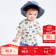 巴拉巴拉嬰兒t恤寶寶打底衫女童上衣男短袖夏季全棉可愛 綠紅色調00346 100