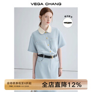 VEGA CHANG法式茶歇連衣裙女2025年夏款高級(jí)感氣質(zhì)顯瘦赫本風(fēng)長(zhǎng)裙 baby藍(lán)（長(zhǎng)款升級(jí)版） L