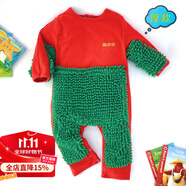 G.duck小黃鴨嬰兒爬行服寶寶拖地爬爬服兒童連體衣服春秋裝懶人擦地薄款 圣誕款露手露腳   厚 90cm 18斤-22斤