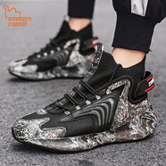 東方駱駝東北雪地靴情侶冬季零下40度防寒高幫加絨休閑運動(dòng)皮毛一體大棉鞋 黑色【單鞋款】 43