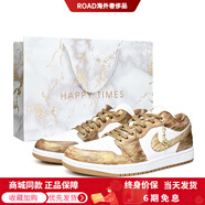 Jordan定制球鞋 AJ1蛇神奧爾梅克禮袋款百搭低幫復古籃球鞋男女同款白色 白棕金色(白色特殊禮袋) 38
