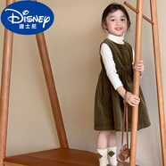 迪士尼（Disney）小女孩2025秋季新款童裝韓國女童寶寶氣質(zhì)燈芯絨背心裙甜美連衣裙 雙排扣背心裙 140 cm