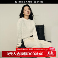佐丹奴 【韓國明星同款】復(fù)古風(fēng)絞花圓領(lǐng)短款套頭針織衫女05355310 03白色 M