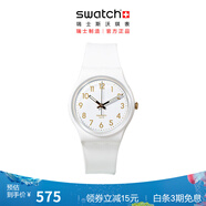 斯沃琪（Swatch）瑞士手表 白衣主教2.0 中秋節禮物石英男女腕表 白色