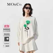 MO&Co.【美麗諾綿羊毛】玫瑰花絨毛刺繡毛衣慵懶風(fēng)設(shè)計(jì)上衣女 米白色 S 160