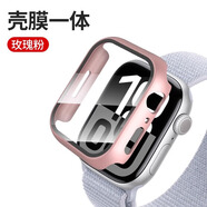 cancel適用applewatchs11保護(hù)殼s10蘋果手表殼iwatch11殼膜一體s9保護(hù)套Ultra高清46mm防爆s8鋼化膜45防 玫瑰金【殼膜一體】PC+鋼化膜升級(jí)防摔 iwatchS6/